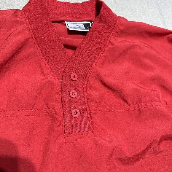 Puma Jacket Men’s S Red 1/4 Windbreaker Pullover 3 Button - Picture 2 of 8